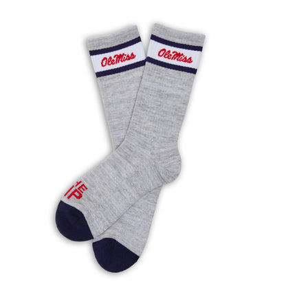 Grey Retro Script Casual Crew Socks DeadSoxy