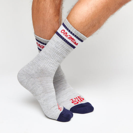 Grey Retro Script Casual Crew Socks DeadSoxy