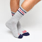 Grey Retro Script Casual Crew Socks DeadSoxy