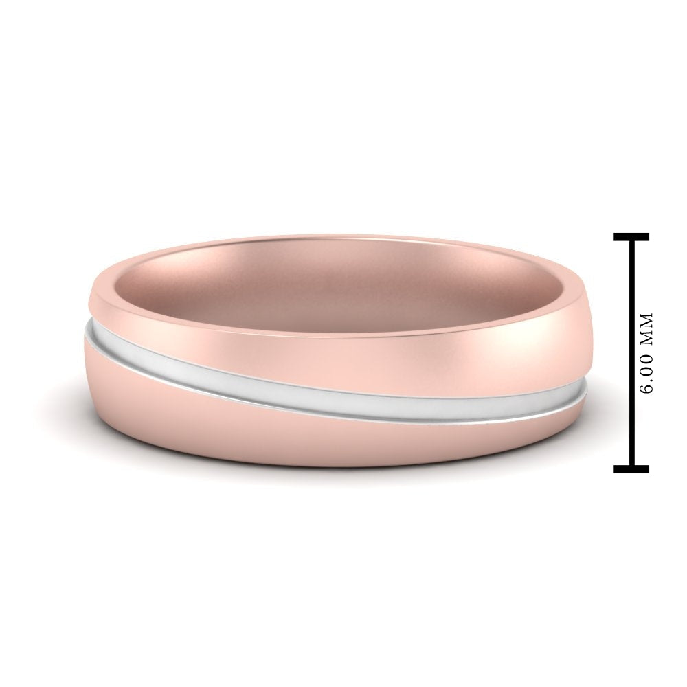 Grooved 2 Tone Mens Band Fascinating Diamonds