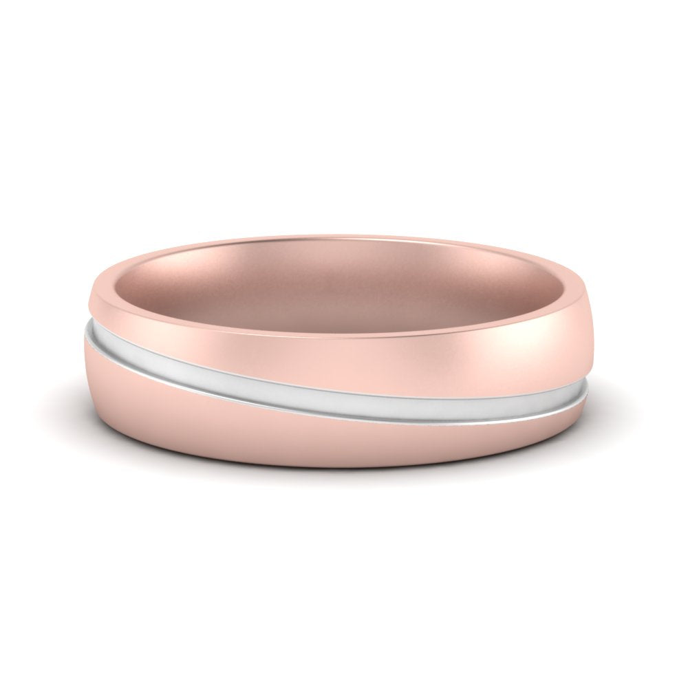Grooved 2 Tone Mens Band Fascinating Diamonds