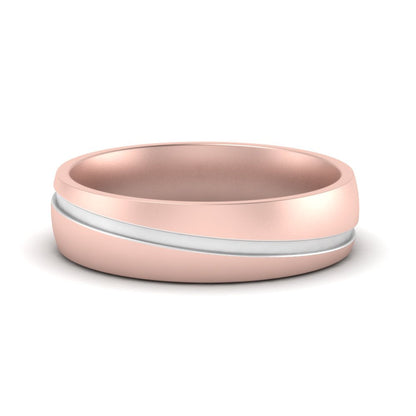 Grooved 2 Tone Mens Band Fascinating Diamonds