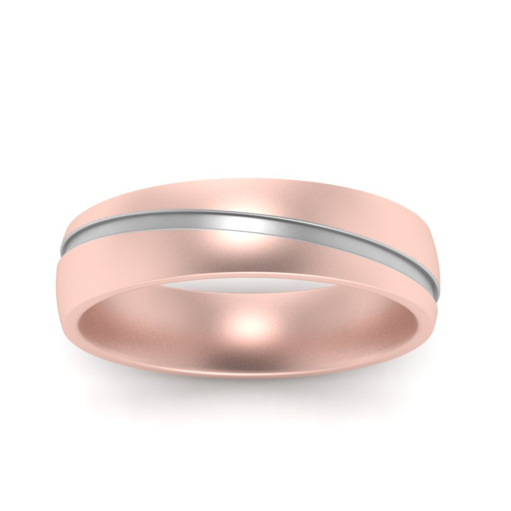 Grooved 2 Tone Mens Band Fascinating Diamonds