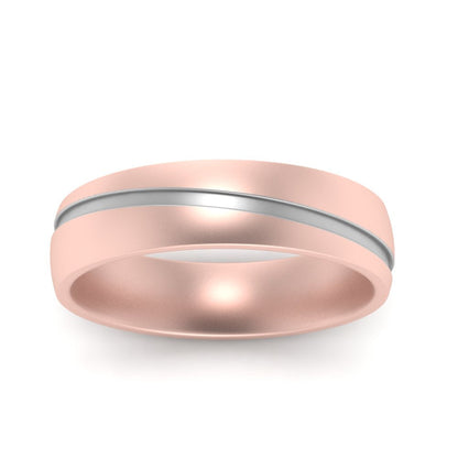 Grooved 2 Tone Mens Band Fascinating Diamonds
