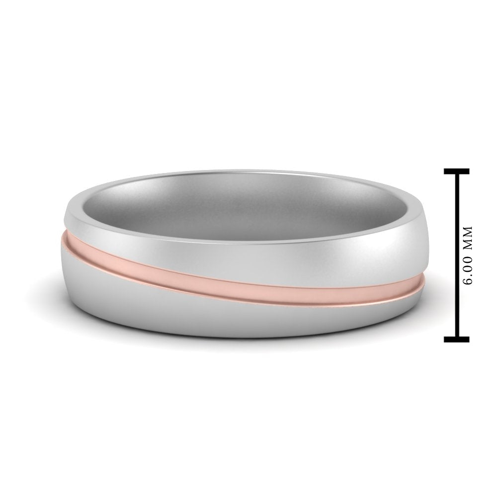 Grooved 2 Tone Mens Band Fascinating Diamonds