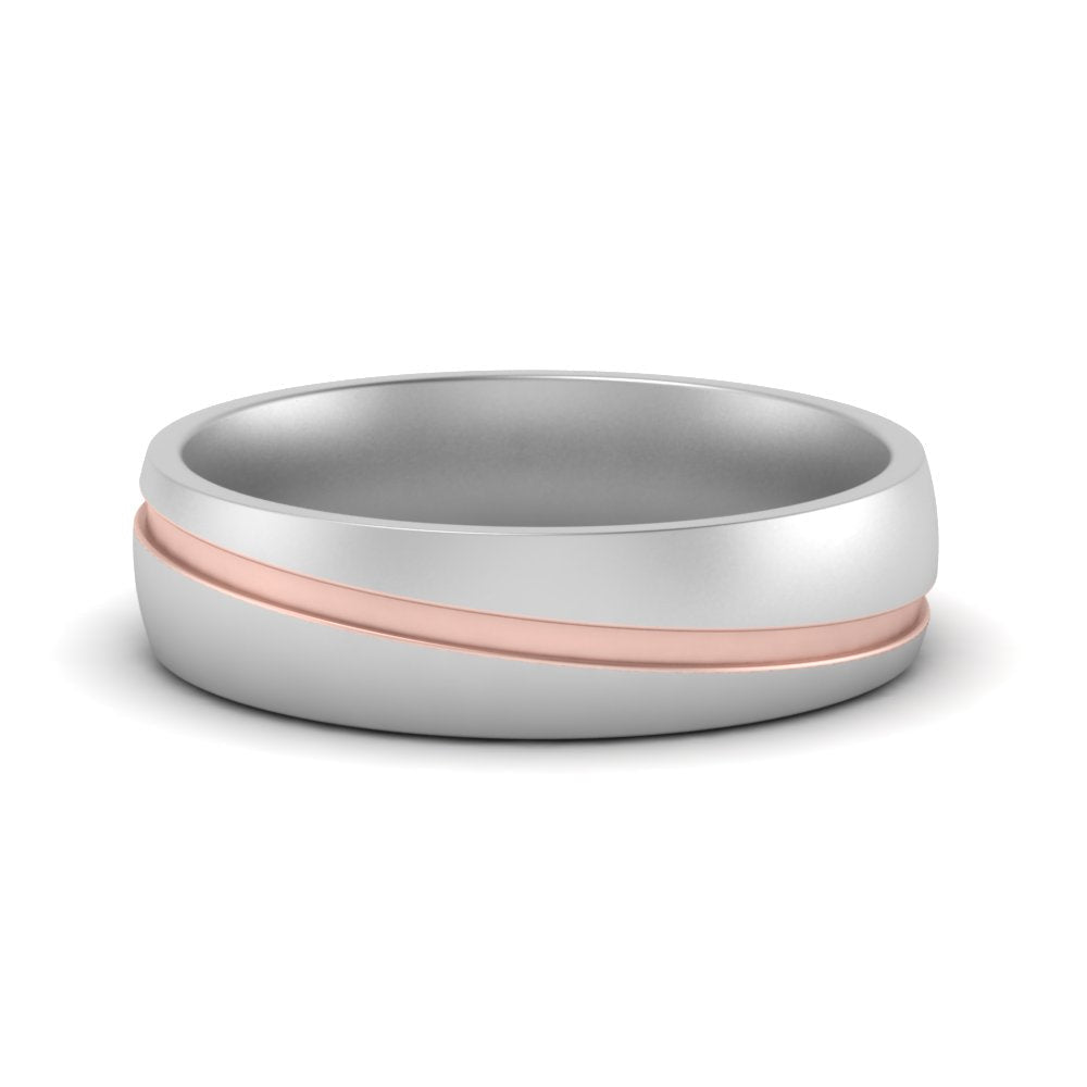 Grooved 2 Tone Mens Band Fascinating Diamonds