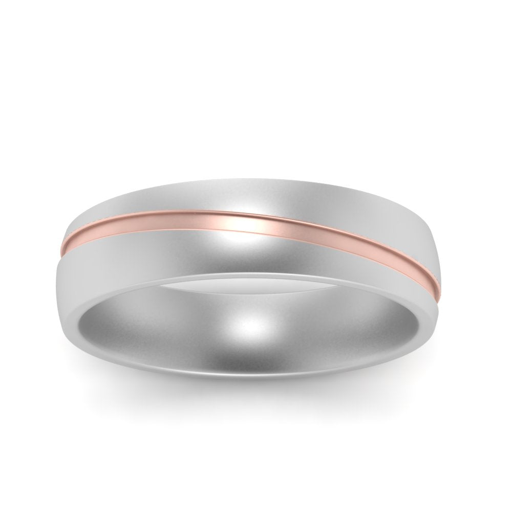 Grooved 2 Tone Mens Band Fascinating Diamonds