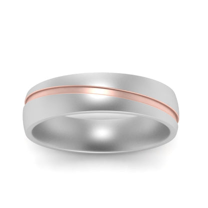 Grooved 2 Tone Mens Band Fascinating Diamonds