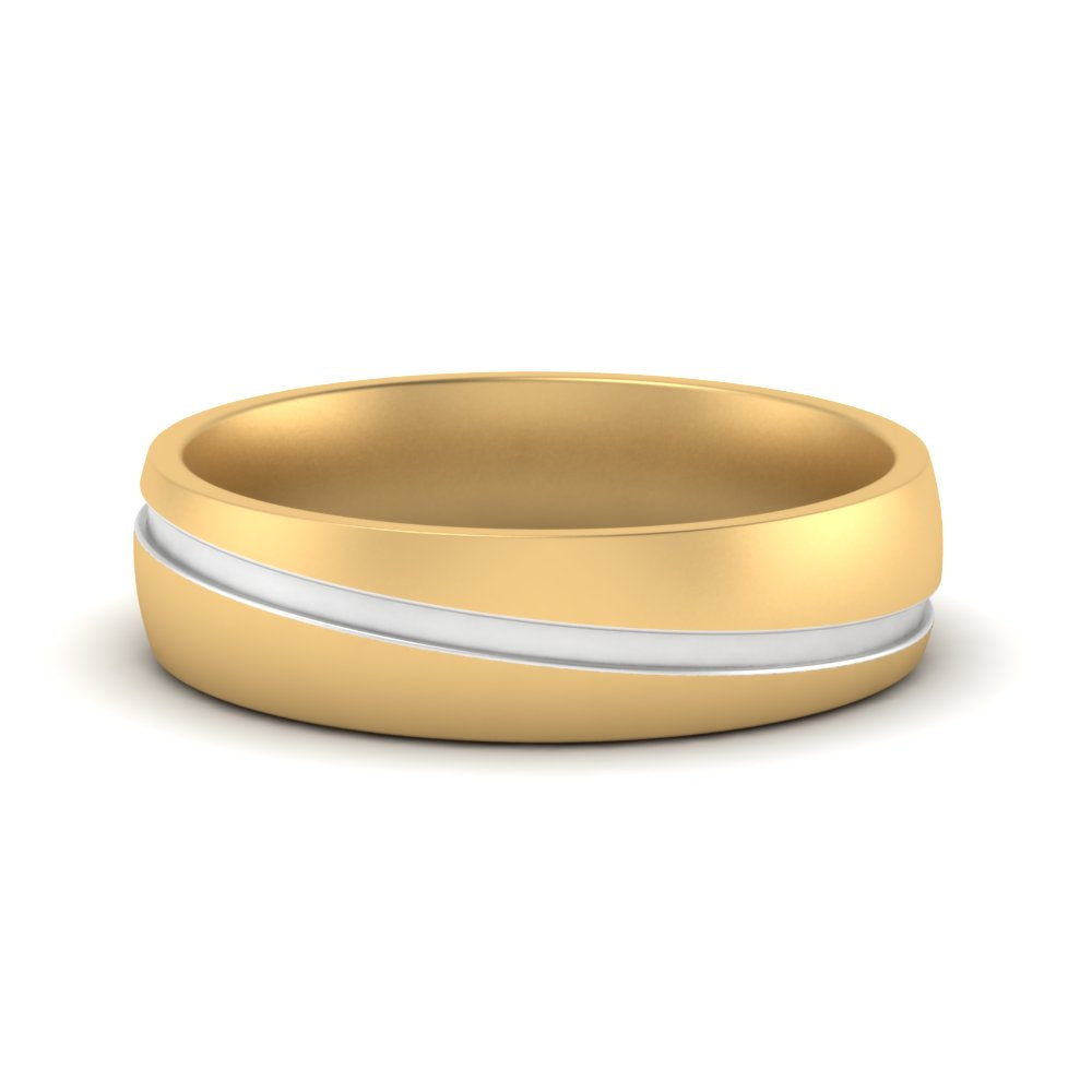 Grooved 2 Tone Mens Band Fascinating Diamonds