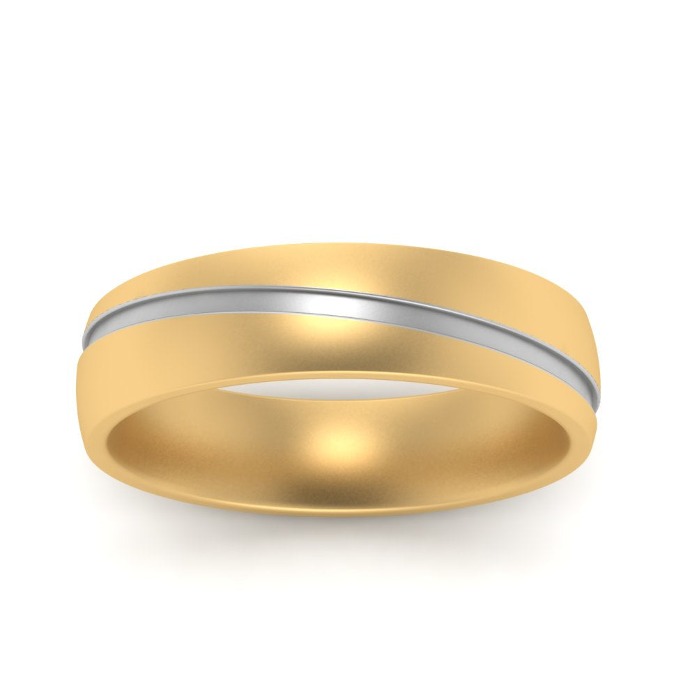 Grooved 2 Tone Mens Band Fascinating Diamonds