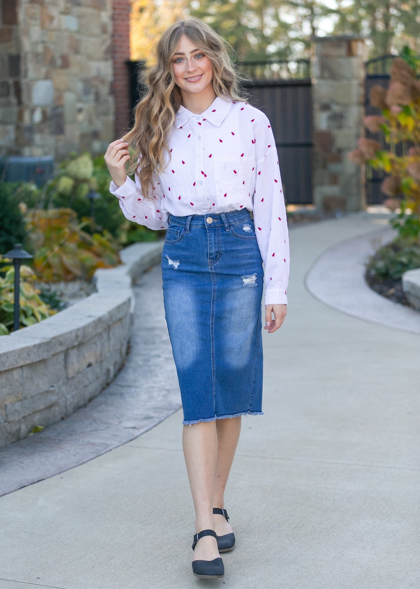 Hadley High Rise Denim Midi Skirt - FINAL SALE