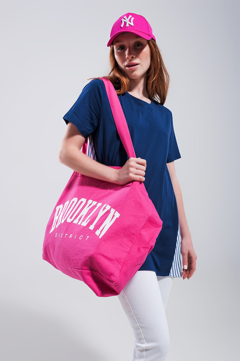 Half and half t shirt in blue Q2store