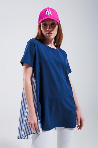 Half and half t shirt in blue Q2store