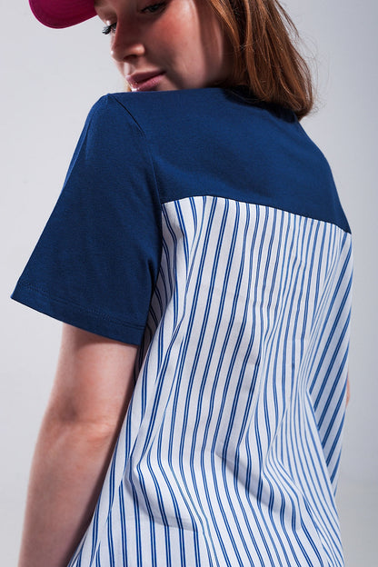 Half and half t shirt in blue Q2store