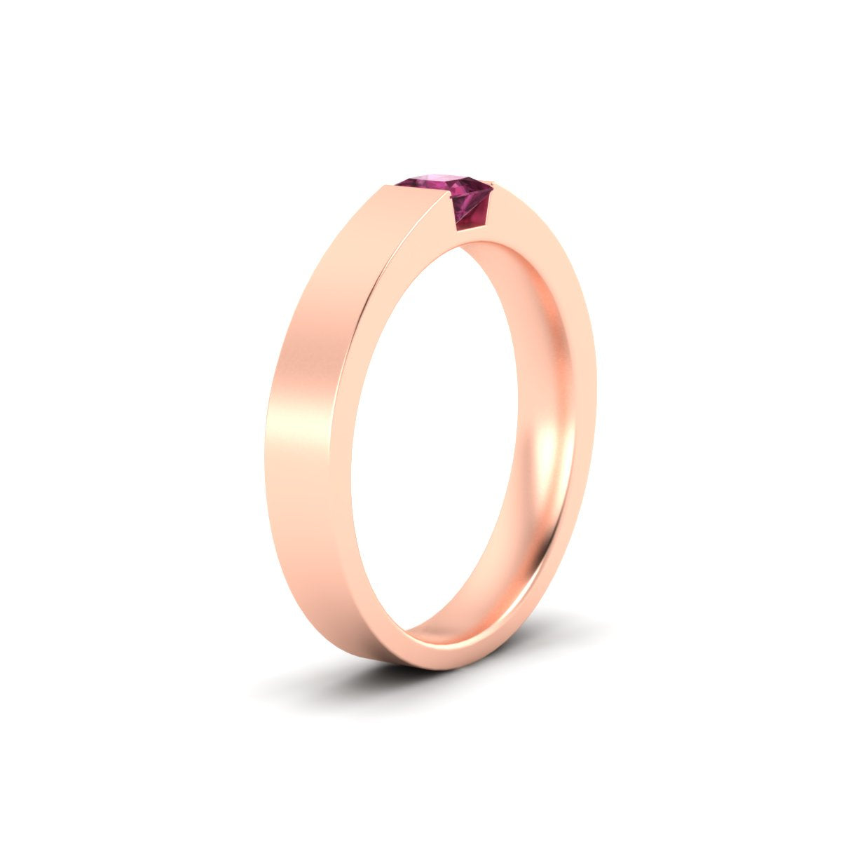 Half Bezel Solitaire Mens Engagement Ring Fascinating Diamonds