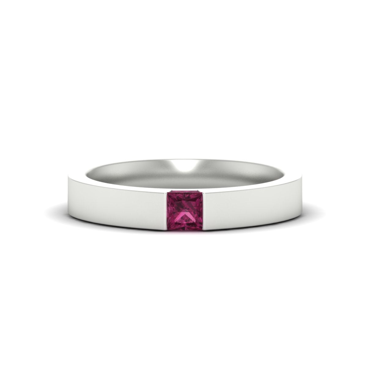 Half Bezel Solitaire Mens Engagement Ring Fascinating Diamonds