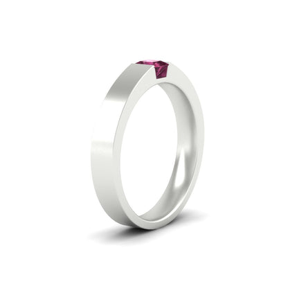 Half Bezel Solitaire Mens Engagement Ring Fascinating Diamonds