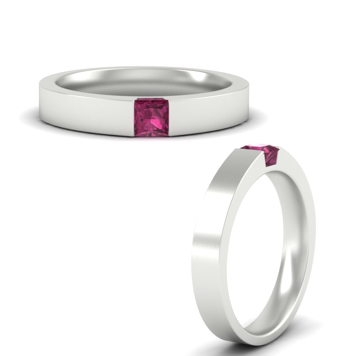 Half Bezel Solitaire Mens Engagement Ring Fascinating Diamonds