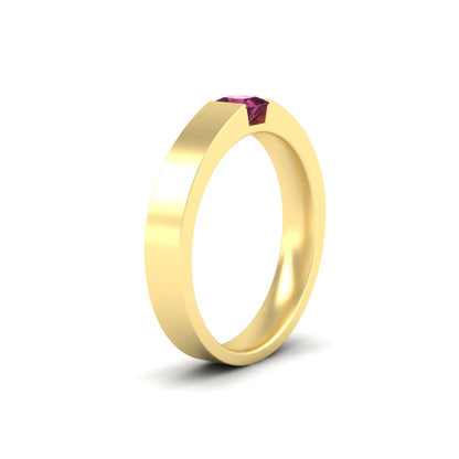 Half Bezel Solitaire Mens Engagement Ring Fascinating Diamonds