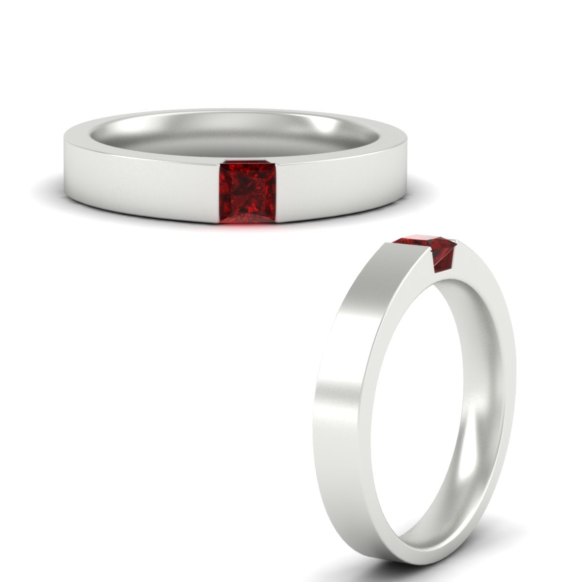 Half Bezel Solitaire Mens Engagement Ring Fascinating Diamonds