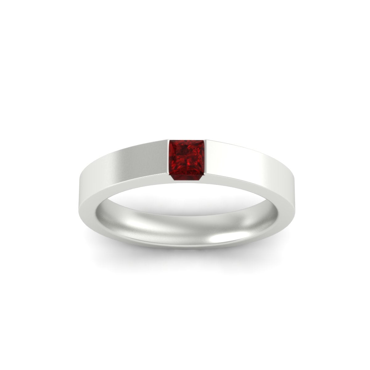 Half Bezel Solitaire Mens Engagement Ring Fascinating Diamonds