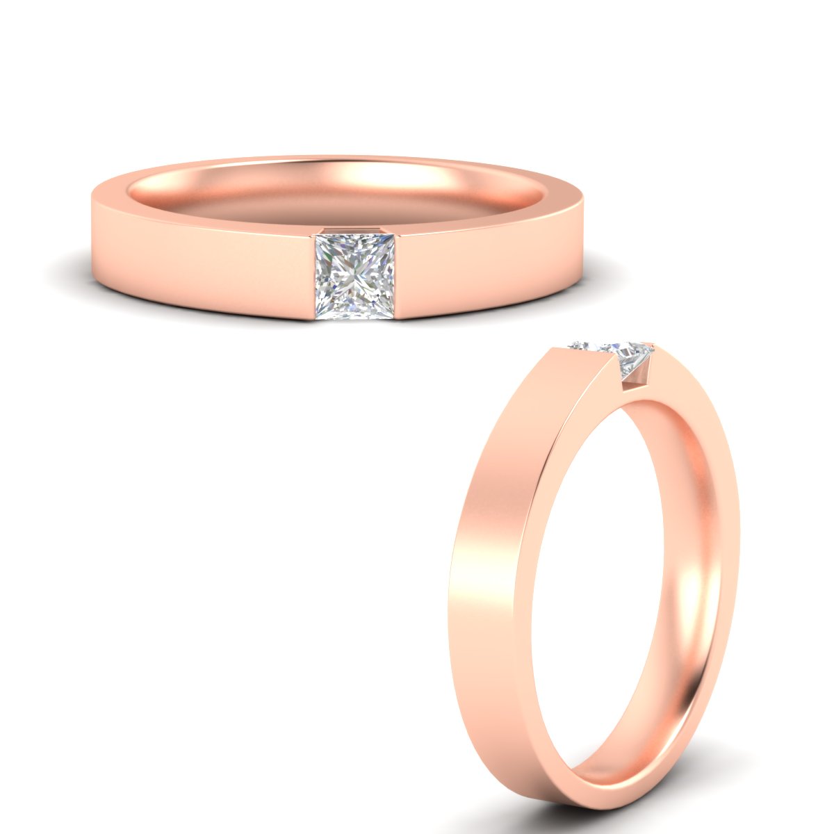 Half Bezel Solitaire Mens Engagement Ring Fascinating Diamonds