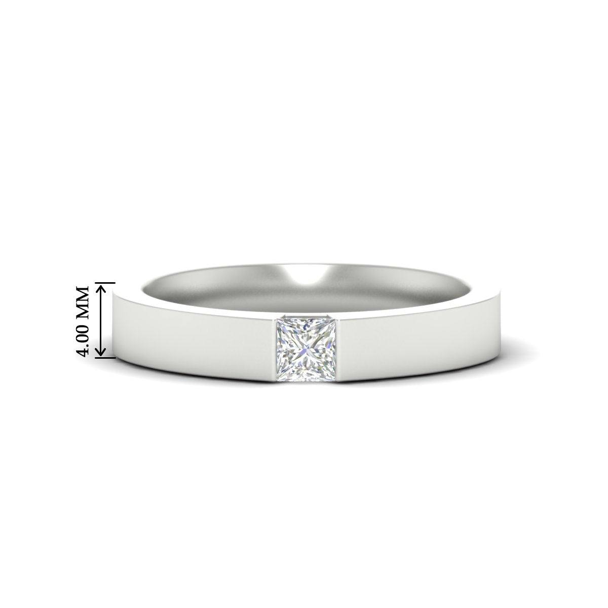 Half Bezel Solitaire Mens Engagement Ring Fascinating Diamonds