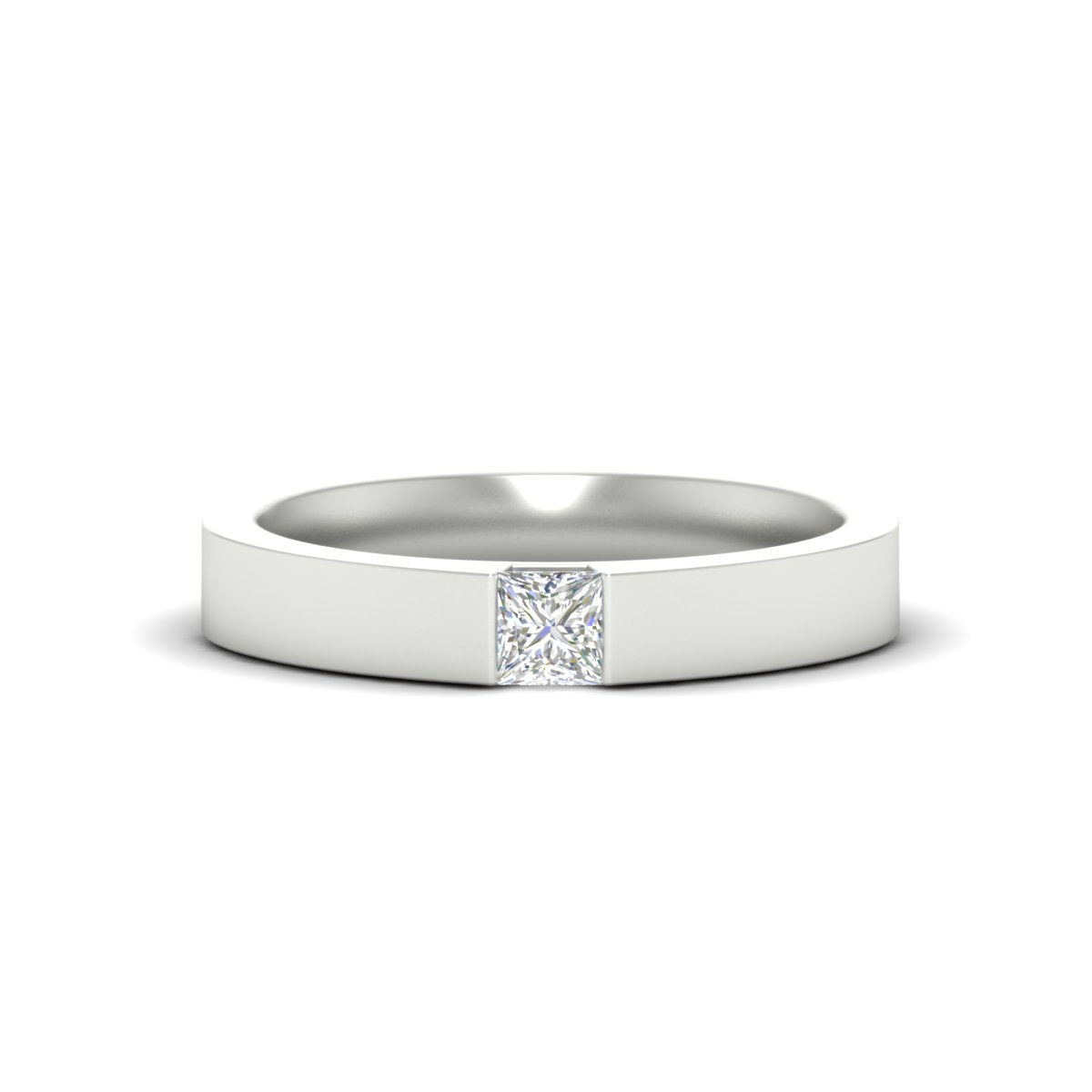 Half Bezel Solitaire Mens Engagement Ring Fascinating Diamonds