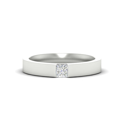 Half Bezel Solitaire Mens Engagement Ring Fascinating Diamonds