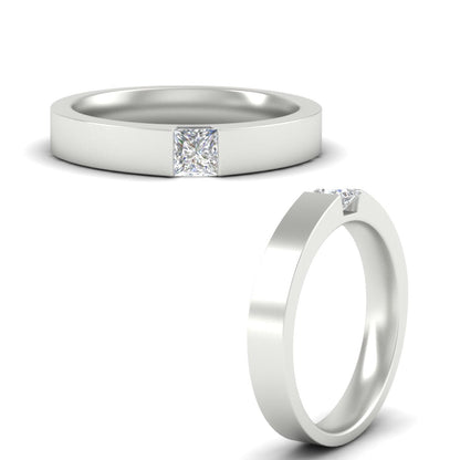 Half Bezel Solitaire Mens Engagement Ring Fascinating Diamonds