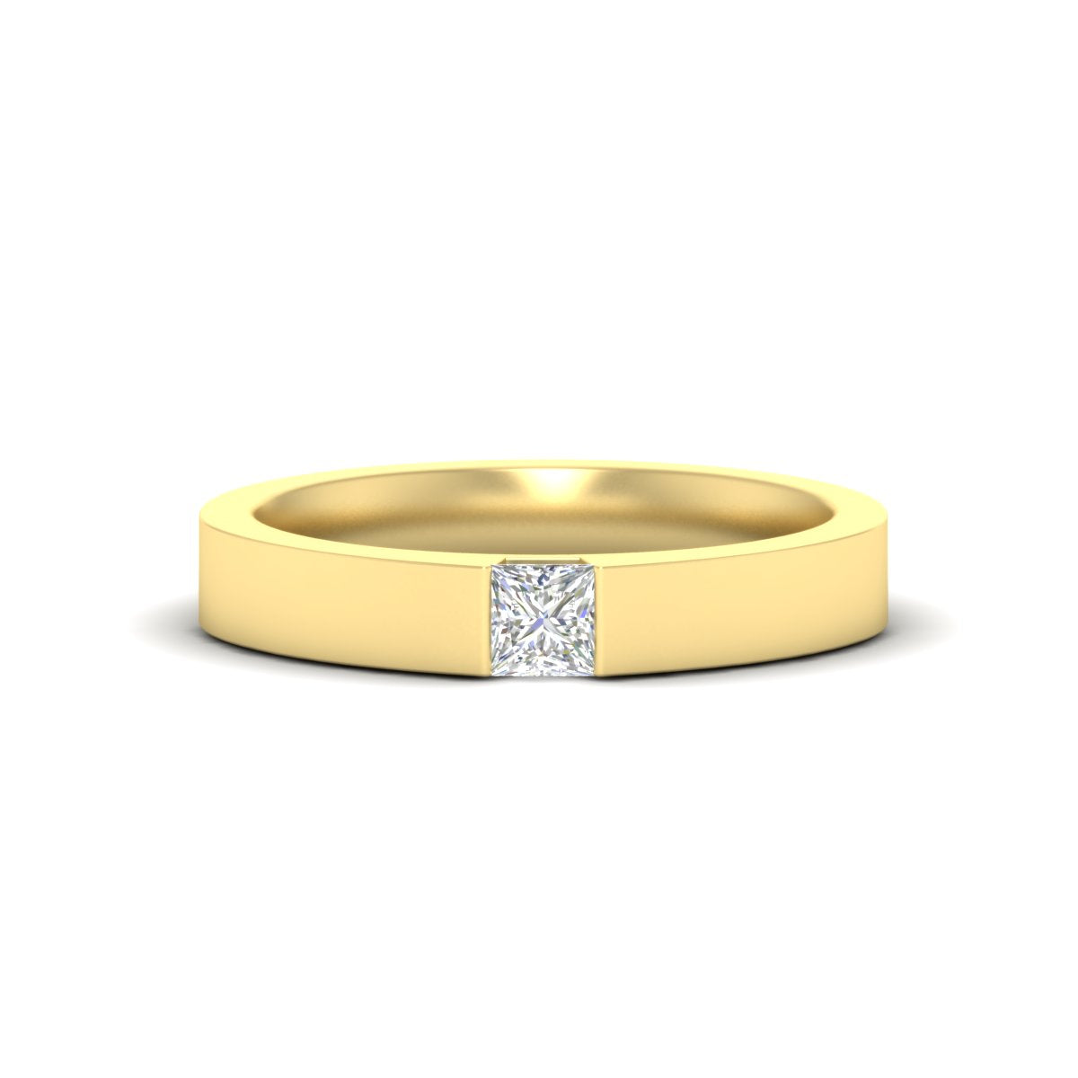 Half Bezel Solitaire Mens Engagement Ring Fascinating Diamonds
