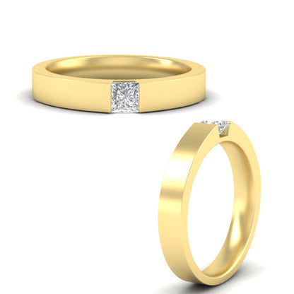 Half Bezel Solitaire Mens Engagement Ring Fascinating Diamonds