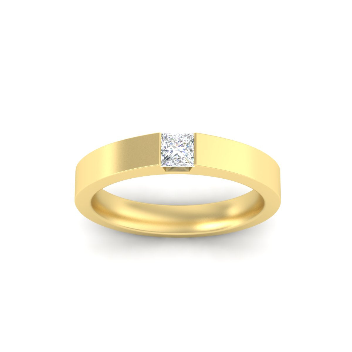 Half Bezel Solitaire Mens Engagement Ring Fascinating Diamonds