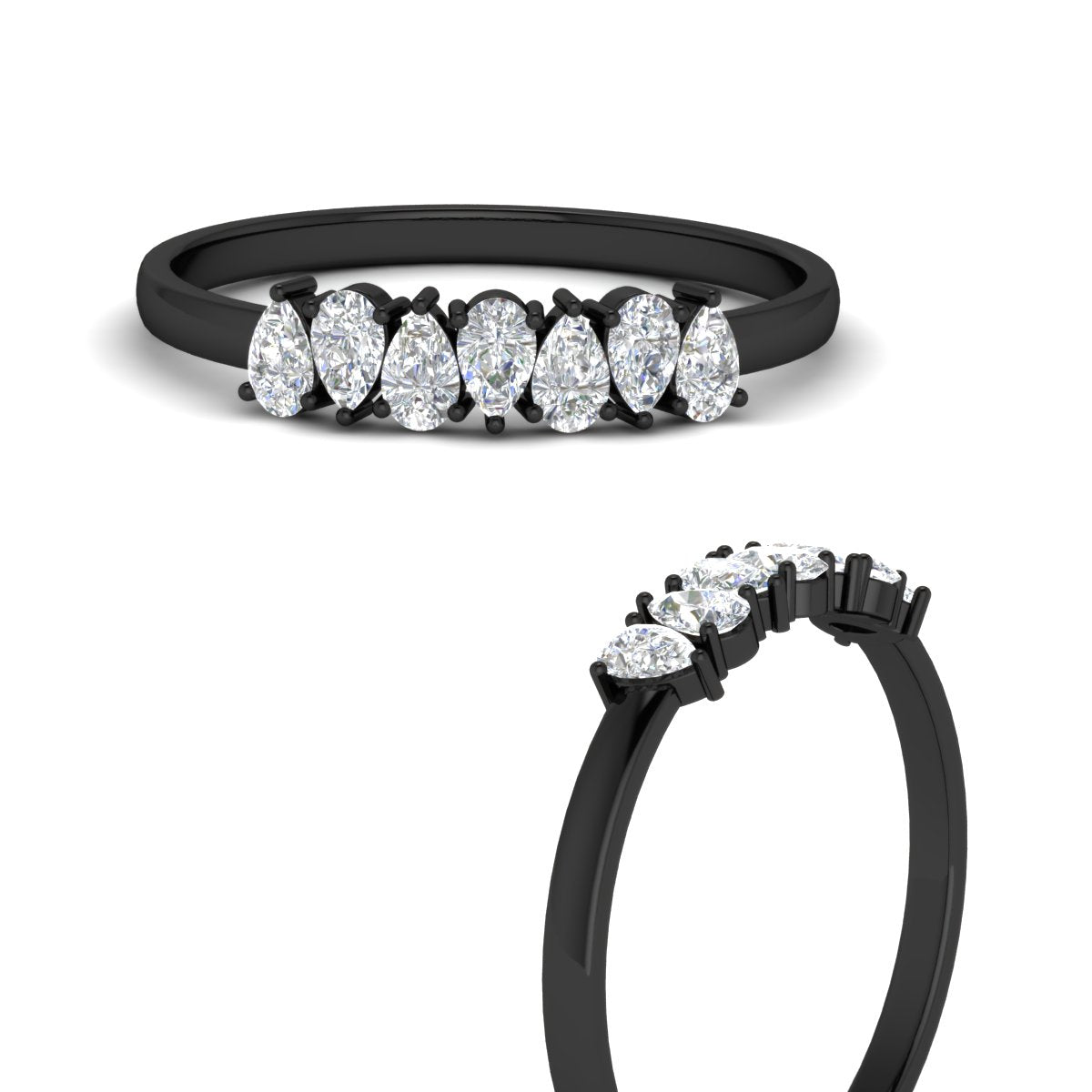 Half Carat 7 Stone Wedding Band Diamond Teardrop Fascinating Diamonds