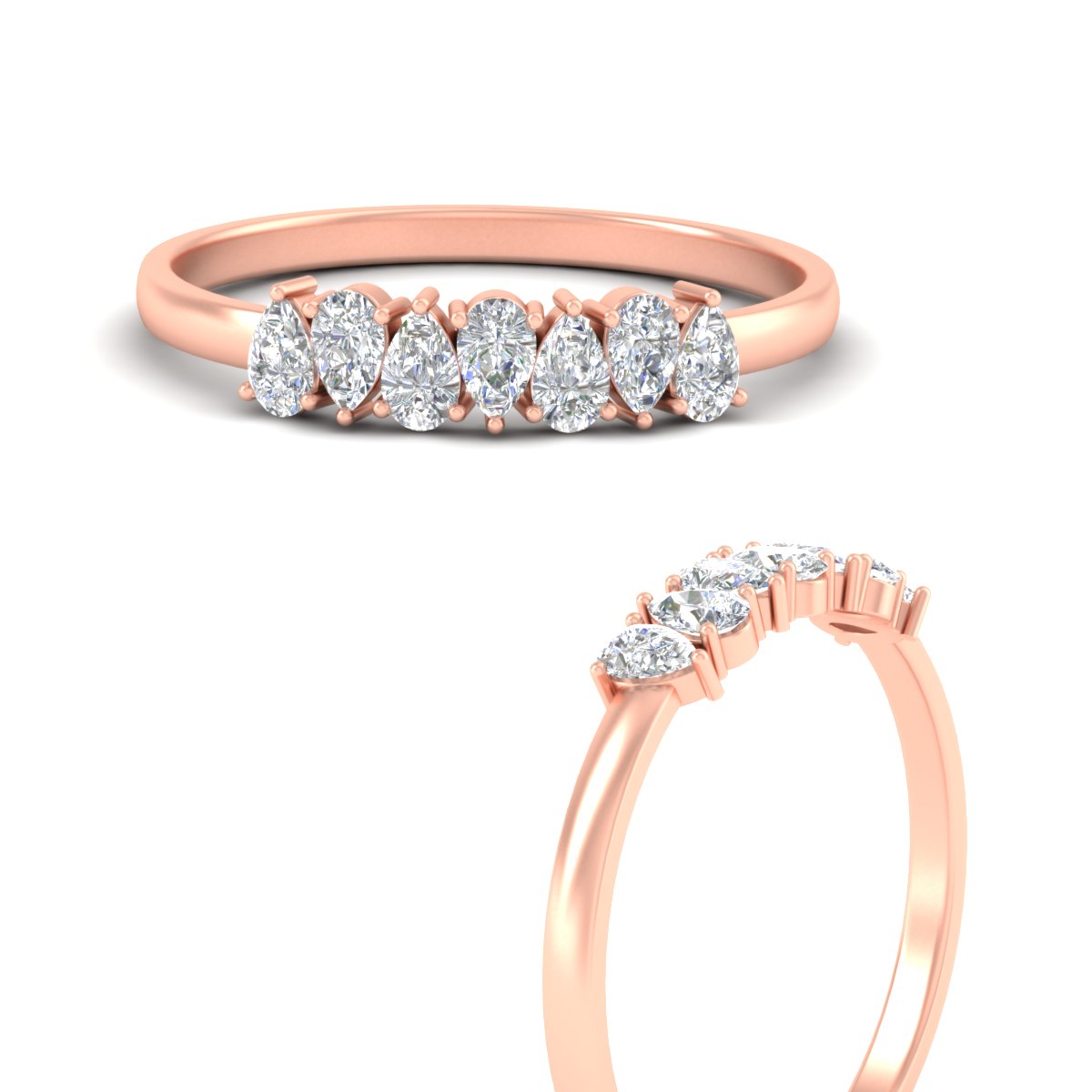 Half Carat 7 Stone Wedding Band Diamond Teardrop Fascinating Diamonds