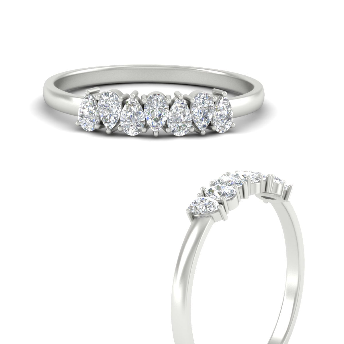 Half Carat 7 Stone Wedding Band Diamond Teardrop Fascinating Diamonds