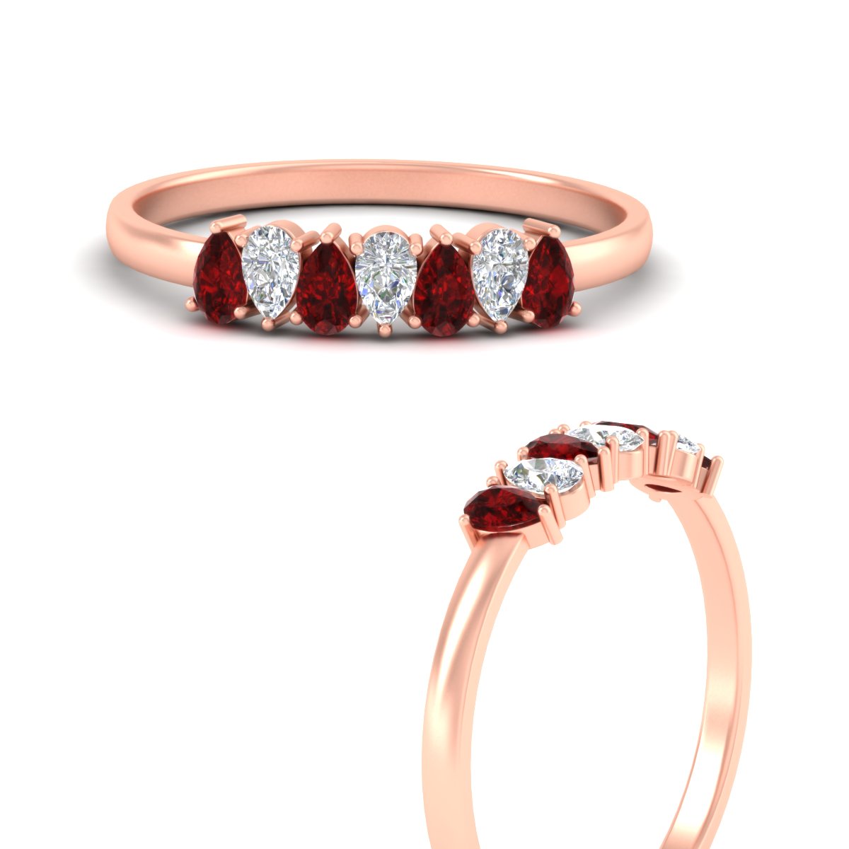 Half Carat 7 Stone Wedding Band Diamond Teardrop Fascinating Diamonds