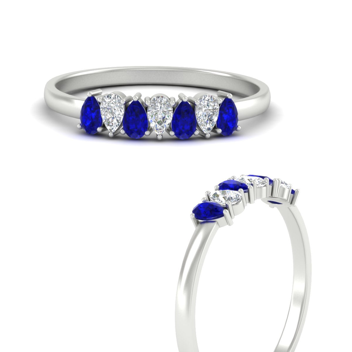 Half Carat 7 Stone Wedding Band Diamond Teardrop Fascinating Diamonds