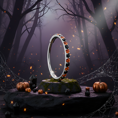 20G Micro Gem Titanium Hinged Nose Hoop - Black Orange Nose Ring BodyCandy