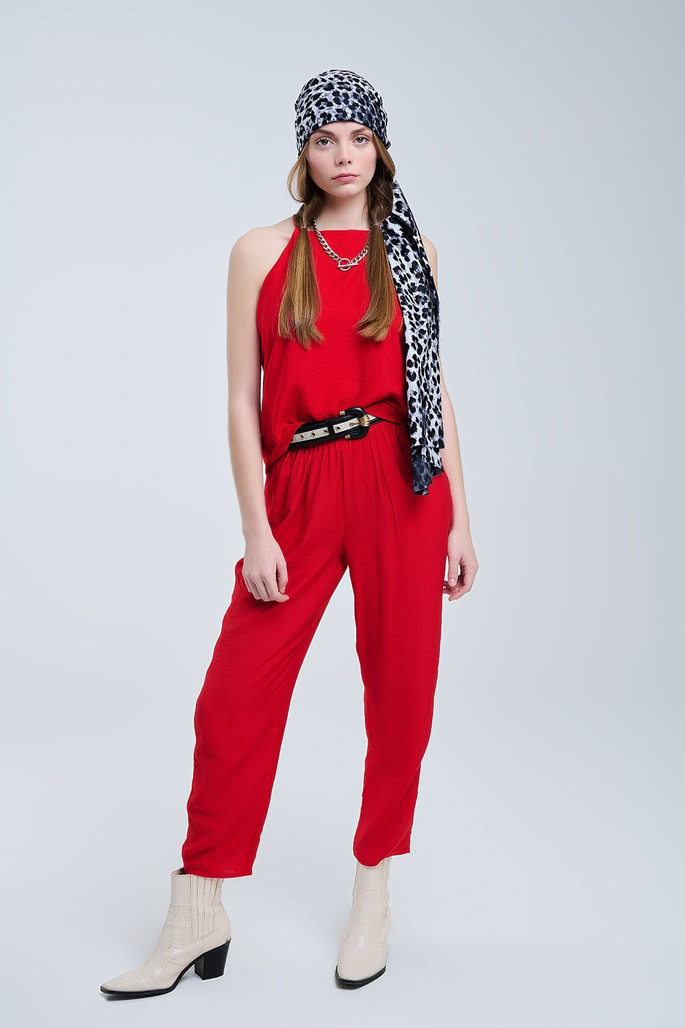 Halter Neck Basic Summer Tank in Cherry Red Q2store