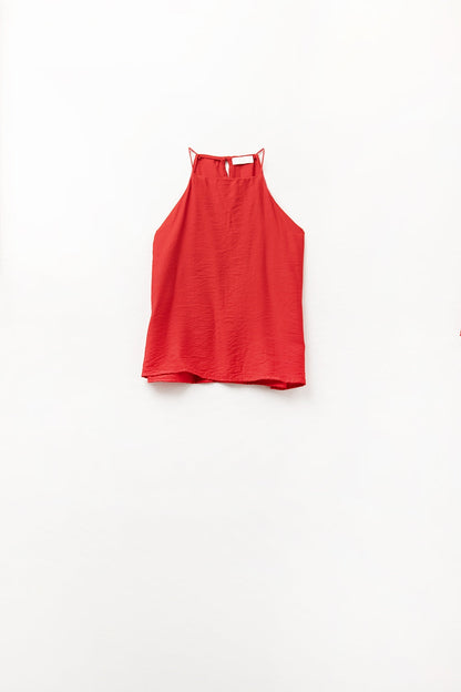 Halter Neck Basic Summer Tank in Cherry Red Q2store