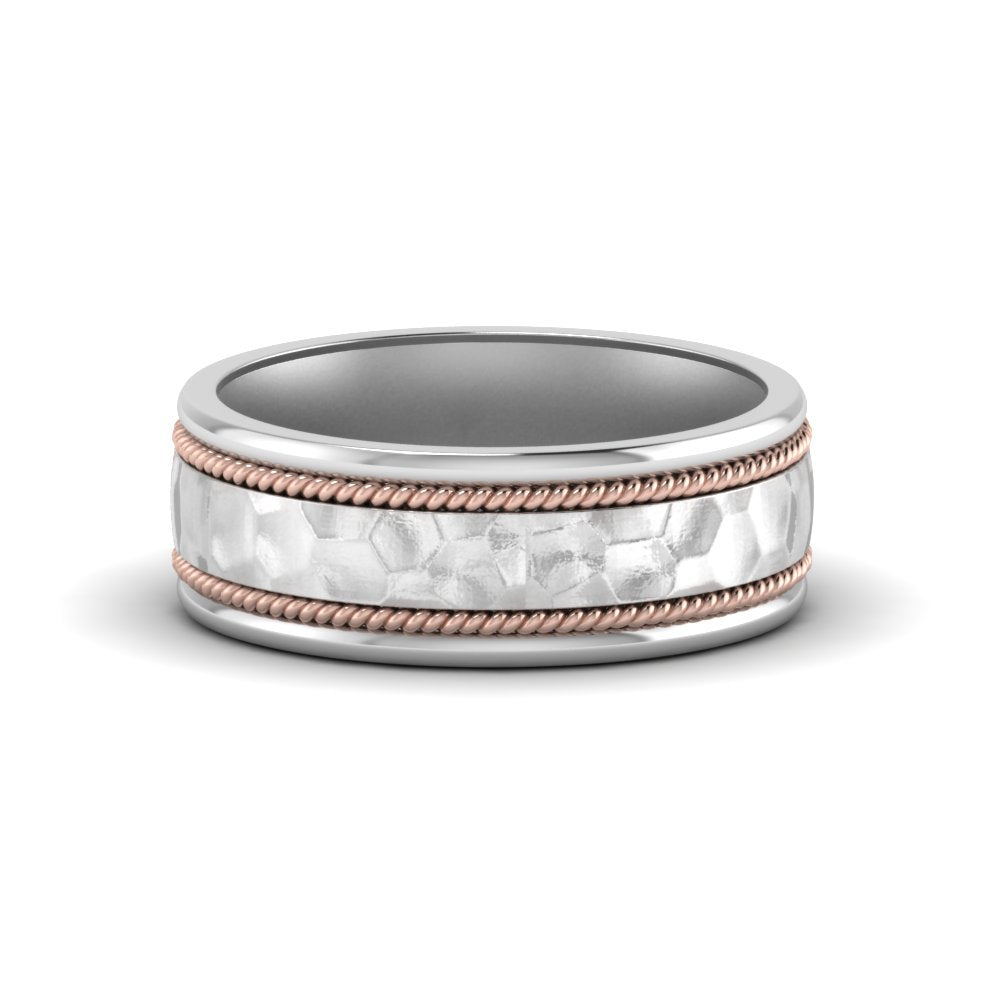 Hammered 2 Tone Mens Band Fascinating Diamonds
