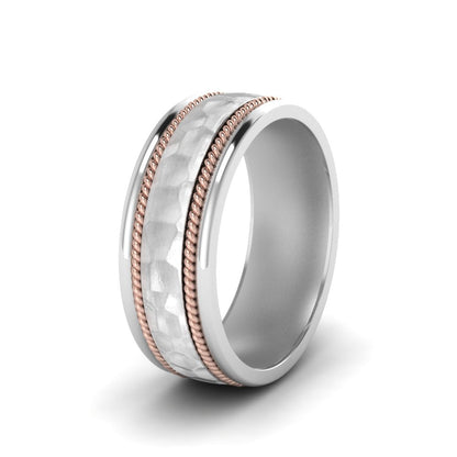 Hammered 2 Tone Mens Band Fascinating Diamonds