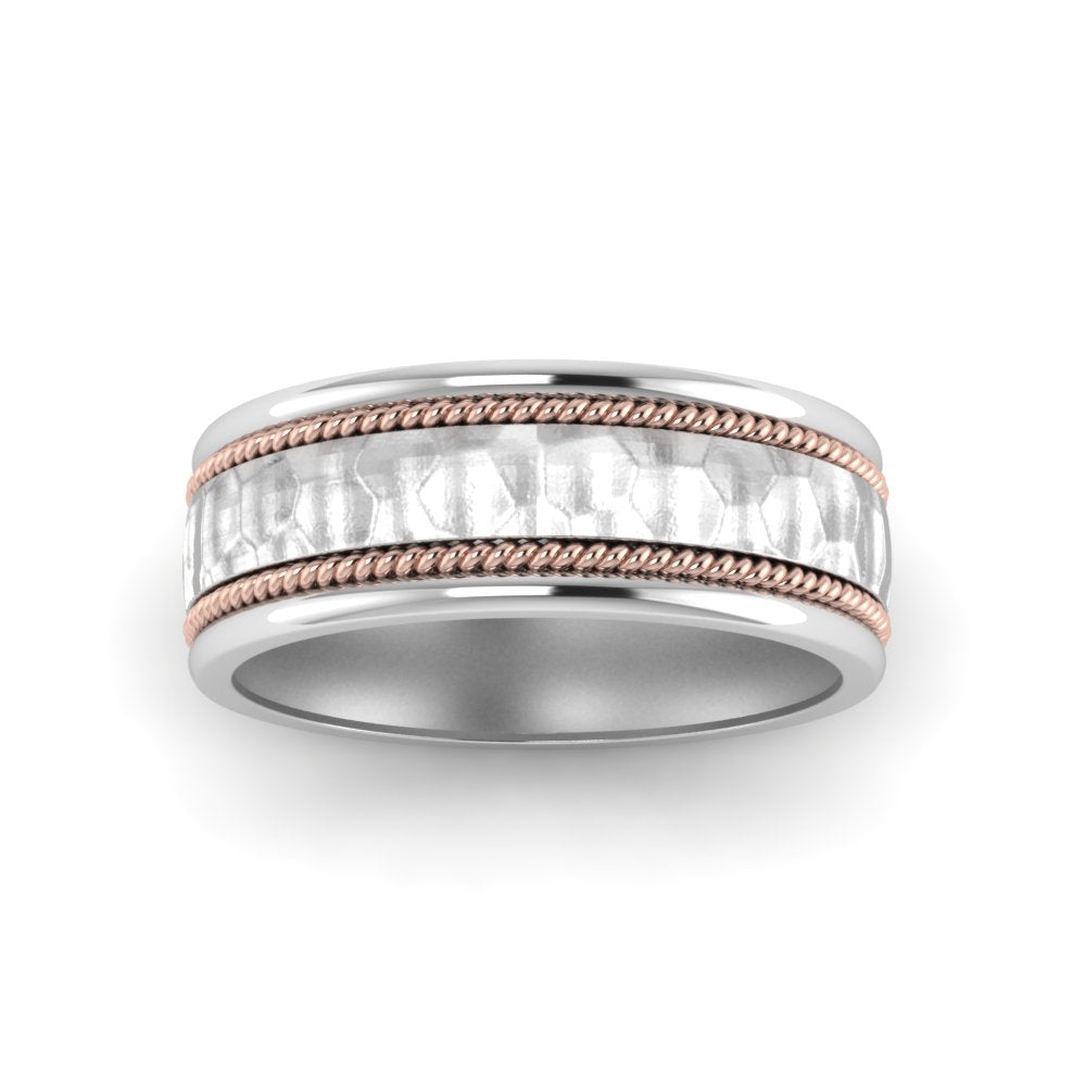 Hammered 2 Tone Mens Band Fascinating Diamonds