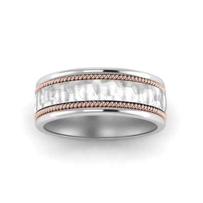 Hammered 2 Tone Mens Band Fascinating Diamonds