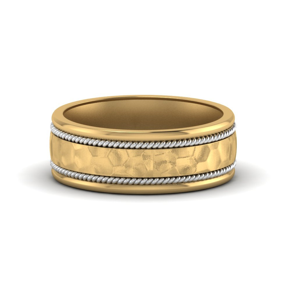 Hammered 2 Tone Mens Band Fascinating Diamonds