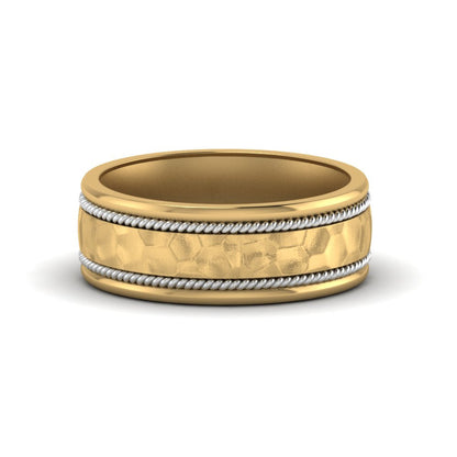 Hammered 2 Tone Mens Band Fascinating Diamonds