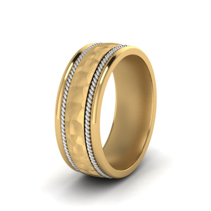 Hammered 2 Tone Mens Band Fascinating Diamonds