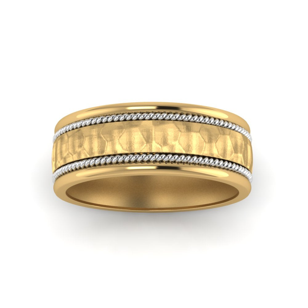 Hammered 2 Tone Mens Band Fascinating Diamonds