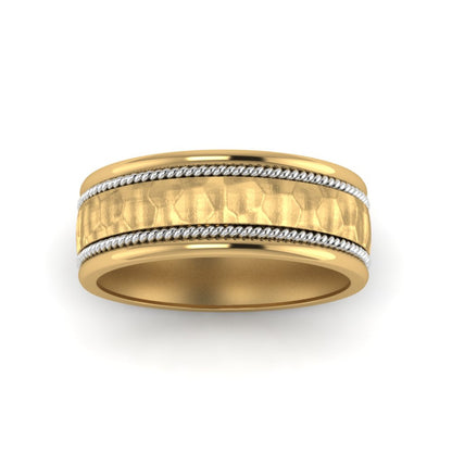 Hammered 2 Tone Mens Band Fascinating Diamonds